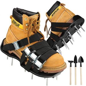 CoPedvic Aerator Shoes, Lawn Aerator Shoes with 8 Double Layers Straps, 3 Shovels to Clean Shoes, Heavy Duty Aerating Shoes Withstand Up to 400LB, Newest Designed Spikes to Aerating Lawn, Yard