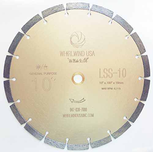 Whirlwind USA LSS 10-Inch Dry or Wet Cutting General Purpose Power Saw Segmented Diamond Blades for Concrete Stone Brick Masonry (Factory Direct Sale) (10")