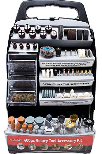 Toolman 400PCs Rotary Tool Accessory Kit for Easy Cutting, Grinding, Sanding, Sharpening, Carving and Polishing QTH033