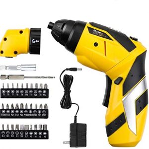 Baban Electric Screwdriver 2000mAh Li-Ion Rechargeable Cordless Screw Gun with 30Bits USB Charging Cable 30pcs Driver Bits LED Light, Yellow