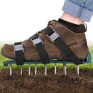 Abco Tech Lawn Aerator Shoes - for Effectively Aerating Lawn Soil - 3 Adjustable Straps and Heavy Duty Metal Buckles - One Size Fits All - Easy Use for a Healthier Yard and Garden