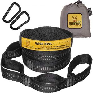 Wise Owl Outfitters Hammock Straps Combined 20 Ft Long, 38 Loops with 2 D Carabiners - Easily Adjustable Tree Friendly Must Have Accessories & Gear for Hanging Camping Hammocks Like Eno Grey Stitch