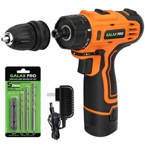 GALAX PRO DC-12V 3/8” Cordless Impact Drill Driver Tool Kit with Battery and Charger, LED Work Light, 17+1 Torque Setting, Max Torque(25N.m)