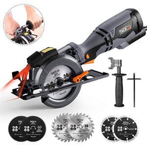 TACKLIFE Circular Saw with Metal Handle, 6 Blades(4-3/4" & 4-1/2”), Laser Guide, 5.8A, Max Cutting Depth 1-11/16'' (90°), 1-3/8'' (45°), Ideal for Wood, Soft Metal, Tile and Plastic Cuts - TCS115A