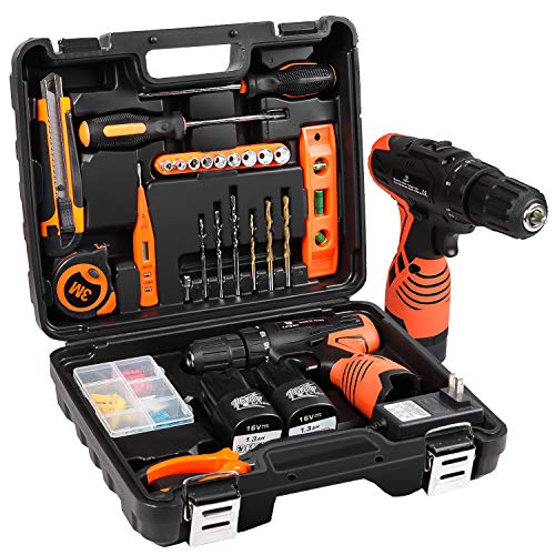 LETTON Power Tools Combo Kit With 16.8V Cordless Drill for 48 Accessories Home Cordless Repair Kit Tool Set