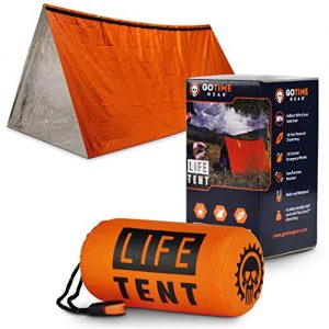 Go Time Gear Life Tent Emergency Survival Shelter – 2 Person Emergency Tent – Use As Survival Tent, Emergency Shelter, Tube Tent, Survival Tarp - Includes Survival Whistle & Paracord (Orange)