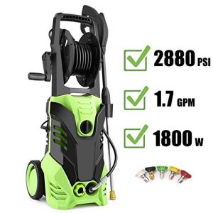 Homdox 2880 PSI Power Washer, 1.7 GPM Electric Pressure Washer, High Pressure Washer with Hose Reel, 5 Nozzle Adapter,HM5217