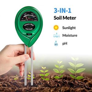 K KERNOWO pH Soil Meter, 3-in-1 Soil Testing Kit with Moisture, Light and PH Tester for Garden, Farm, Lawn, Indoor & Outdoor (No Battery Needed)