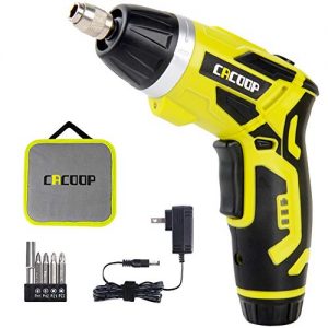 CACOOP Cordless Electric Screwdriver Rechargeable, Power Screwdriver 2 Position Handle, Flashlight, 1/4" Quick Release Chuck, Front LED Light, Screwdriver Bits, 35.4 in-lbs Torque, Carry&Storage Case