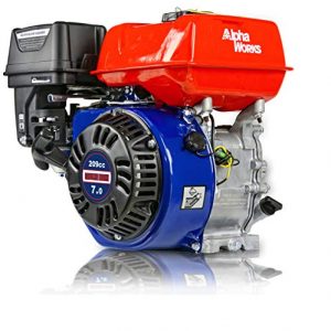 AlphaWorks Gas Engine 7HP 209cc Motor Horizontal 4 Stroke OHV Recoil Start 3600RPM 8.85Ft-Lbs/12Nm Torque 3/4"x2.43” Shaft 3/16" Keyway 5/16”-24 UNF End Tapped Go Kart Log Splitter EPA/CARB Certified