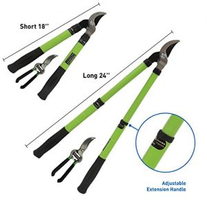 EasyGoProducts EGP-GARD-007 18” – 24” Telescoping Lopper with Hand Pruner Set – Single Pivot Bypas