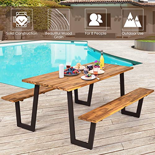 Giantex Picnic Table Bench Set with Umbrella Hole, Outdoor ... (500 x 500 Pixel)