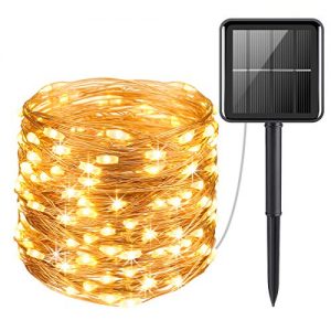 AMIR Upgraded Solar Powered String Lights, Mini 100 LED Copper Wire Lights, Fairy Lights, Indoor Outdoor Waterproof Solar Decoration Lights for Gardens, Home, Dancing, Party, Christmas (Warm White)