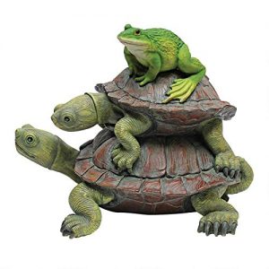 Design Toscano QM221531 In Good Company Frog and Turtles Garden Animal Statue, 11 Inch, Polyresin, Full Color,Multicolored