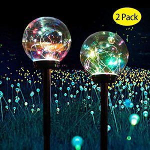 Solar Lights Outdoor,Solar LED Colour Changing Globe Powered Garden Light Waterproof for Yard Patio Walkway Landscape (2 Pack)