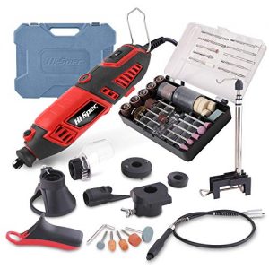 Hi-Spec 135 Piece 170W Rotary Power Tool Kit with 1m Flexi Drive Shaft, Clamp Stand, Cutting Guides, Handle & 126 Piece Bits for DIY Repairs & Craftwork in a Carry Case. Compatible with Dremel Bits