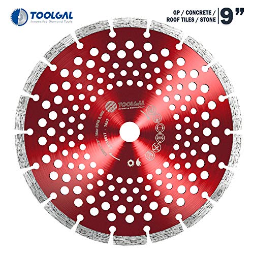 TOOLGAL Diamond Blade 9" for Masonry - Wet and Dry Cutting of Concrete/Tiles/Stone - ⅞” Arbor fit to Angle Grinders, Circular Saws, Masonry Saws, Tilesaw and Cutoff Cutters