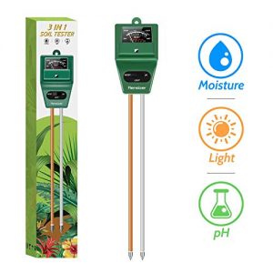 Kensizer Soil Tester, 3-in-1 Soil Moisture/Light/pH Meter, Gardening Tool kit for Plants Care, Digital Plant Thermometer, Water Meter for Indoor & Outdoor, No Battery Required