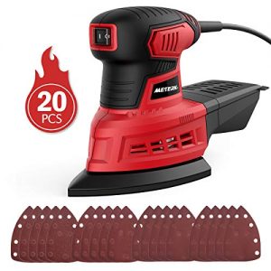 Mouse Detail Sander, Meterk 200W Random Orbit Sander with 20Pcs Sandpapers, 12500RPM Dust Collection System for Tight Spaces Sanding in Home Decoration and DIY Working