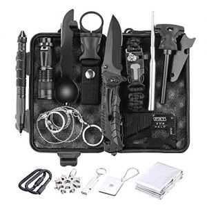 Naubr Camping Gear 15 in 1 Survival Gear kit,Tactical Survival Tool for Cars, Camping, Hiking, Hunting, Adventure Accessories