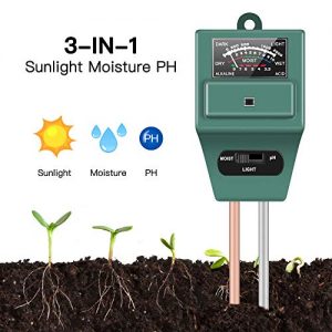 Soil Moisture Sunlight Ph Test Meter,Soil Tester Meter, 3-in-1 Test Kit for Moisture, Light and pH, for Home and Garden, Lawn, Farm, Plants, Herbs & Gardening Tools, Indoor/Outdoors Plant Care (Green)