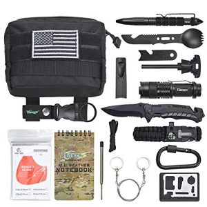 Tianers Gifts for Men Husband Dad Friend, Emergency Survival Kit 16 in 1, Upgrade Compact Survival Gear, Cool EDC Survival Tool for Cars, Camping, Hiking, Hunting, Fishing, Adventure Accessorie