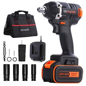 Cordless Impact Wrench - GOXAWEE 20V Electric Impact Driver (4.0Ah Battery, Brushless Motor, 1/2 & 1/4 Inch Quick Chuck, 2-Speed, Tool Bag) - High Torque Impact Kit for Home & DIY Project