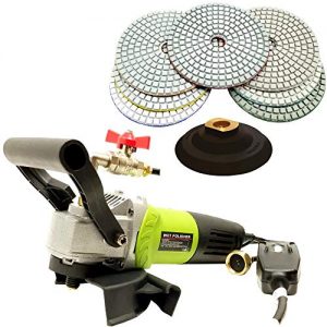 QuickT SPW702A Concrete Countertop Wet Polisher Variable Speed Grinder Sander Granite Stone Polisher Polishing Fabrication Tools Kit - 4" Diamond Polishing Pads for Concrete Granite Marble Tile Polish