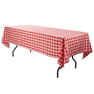 E-TEX Rectangle Tablecloth - 60 x 126 Inch - Red & White Checked Rectangular Table Cloth for 8 Foot Table in Washable Polyester