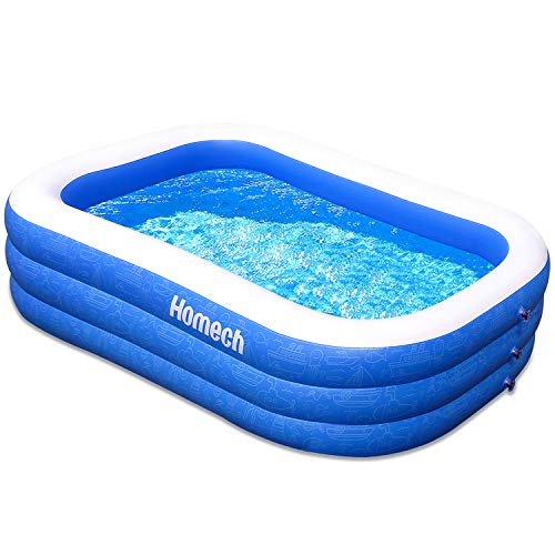 Homech Family Inflatable Swimming Pool, 120" X 72" X 22" Full-Sized Inflatable Lounge Pool for Baby, Kiddie, Kids, Adult, Infant, Toddlers for Ages 3+,Outdoor, Garden, Backyard, Summer Water Party