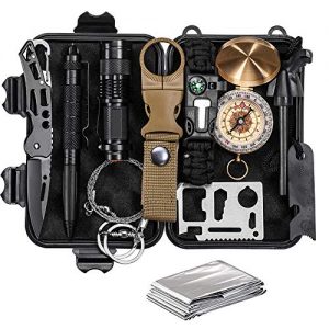 CQQKS Emergency Survival Kit, Survival Gear 12 in 1 Camping Hiking Tactical, for Men, Birthday Gifts Ideas for Him Husband Dad Boyfriend Teen Boys Brother