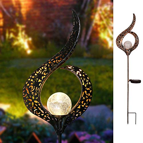 Homeimpro Outdoor Solar Lights Garden Crackle Glass Globe Stake Lights,Waterproof LED Lights for Garden,Lawn,Patio or Courtyard