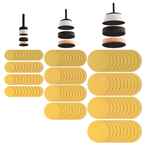 Fulton 129 Piece Bowl Sanding Disc Set | 1, 2 and 3 inch Padded Mandrels |1 Soft and 1 Medium Interface Pad for Each Mandrel Size and 10 ea 80, 120, 150 and 220 Grit Discs for Each Mandrel Size