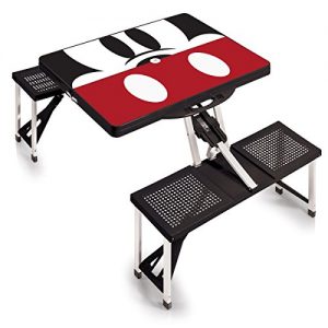 Disney Classics Mickey Mouse Portable Folding Picnic Table with Seating for 4, Black