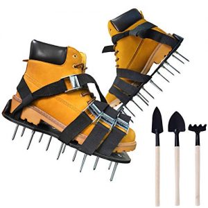 Oiuros Lawn Aerator Shoes, Easiest to USE Lawn Aerator Sandal, Heavy Duty Spiked Sandals for Aerating Your Lawn or Yard