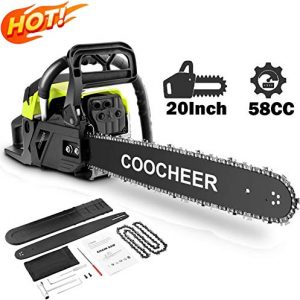 attempting 58CC Gas Engine 20 Inch Guide Board Chainsaw 2 Stroke Gasoline Powered Handheld Chain Saw (with Tool Kit) (Green)