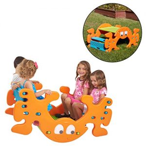 ECR4Kids Phanty Pic-N-Rock Indoor/Outdoor Multipurpose Picnic Table and Seesaw for Kids