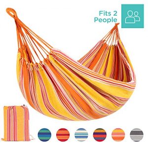 Best Choice Products 2-Person Brazilian-Style Cotton Double Hammock Bed w/Portable Carrying Bag Sunset