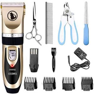 Ceenwes Dog Clippers Low Noise Pet Clippers Rechargeable Dog Trimmer Cordless Pet Grooming Tool Professional Dog Hair Trimmer with Comb Guides Scissors Nail Kits for Dogs Cats & Other