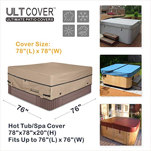 ULTCOVER Waterproof 600D Polyester Square Hot Tub Cover Outdoor SPA ...