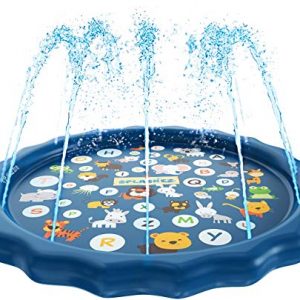 SplashEZ 3-in-1 Sprinkler for Kids, Splash Pad, and Wading Pool for Learning – Children’s Sprinkler Pool, 60’’ Inflatable Water Toys – “from A to Z” Outdoor Swimming Pool for Babies and Toddlers