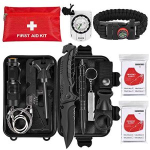 Napasa Emergency Survival Kit 54 in 1 Outdoor Survival Gear Tool and First Aid Kit, Survival Bracelet, Emergency Blanket, Compass, Multi-Purpose EDC Outdoor Gear for Camping Hiking Climbing