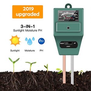 Soil Moisture Sunlight Ph Test Meter,Soil Tester Meter, 3-in-1 Test Kit for Moisture, Light and pH, for Home and Garden, Lawn, Farm, Plants, Herbs & Gardening Tools, Indoor/Outdoors Plant Care (Green)