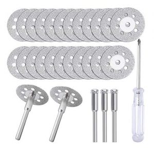 545 Diamond Cutting Wheel (22mm) 25pcs with 402 Mandrel (3mm) 5pcs and Screwdriver for Dremel Rotary Tool