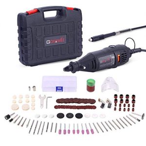 GOXAWEE Rotary Tool Kit with MultiPro Keyless Chuck and Flex Shaft - 140pcs Accessories Variable Speed Electric Drill Set for Crafting Projects and DIY Creations