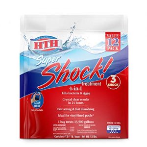 HTH 52026 Super Shock Treatment Swimming Pool Chlorine Cleaner, 1 lb (Pack of 12)