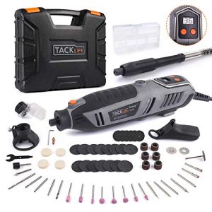 TACKLIFE Rotary Tool Kit 1.8 Amp Power with LCD Display 4 Attachment Including Flex Shaft, Shield, Grip and Cutting Guide, 61 Accessories Perfect for Crafting Projects and Home Improvement-RTD37AC