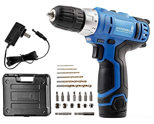 Cordless Power Drill, 3/8", 12V Lithium, Includes Driver Set and Project Kit