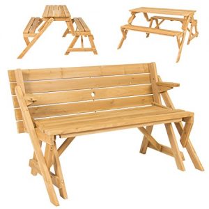 Best Choice Products 2-in-1 Outdoor Patio Interchangeable Wooden Picnic Table/Garden Bench - Natural