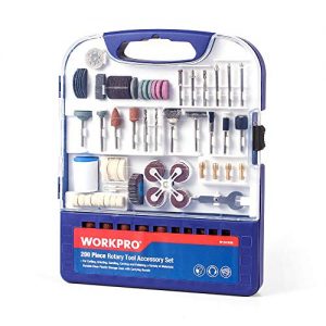 WORKPRO Rotary Tool Accessories Kit, 200-piece in Compact Case, 1/8-inch Diameter Shanks, with 4pc Collets, Universal for Major Brands